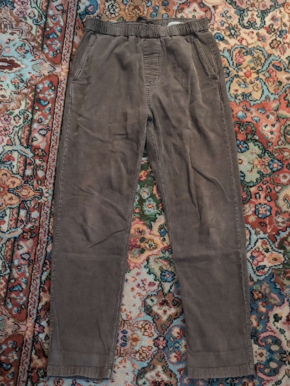Outerknown Brown Elastic-Waist Corduroy Pants